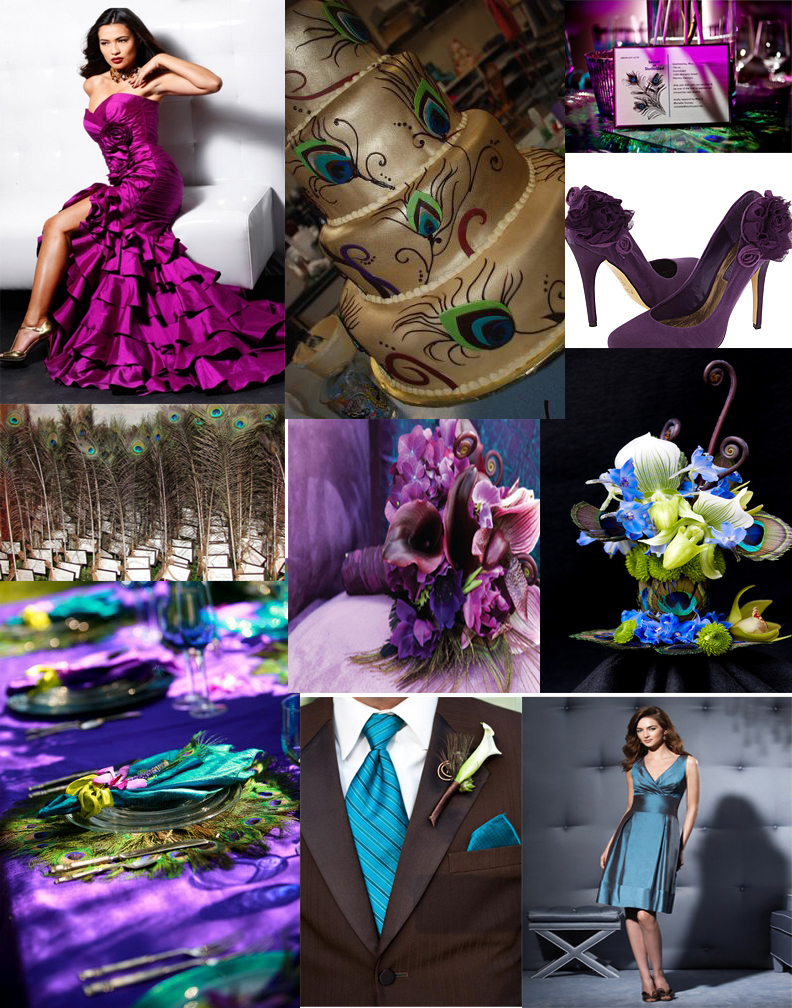purple peacock wedding dress